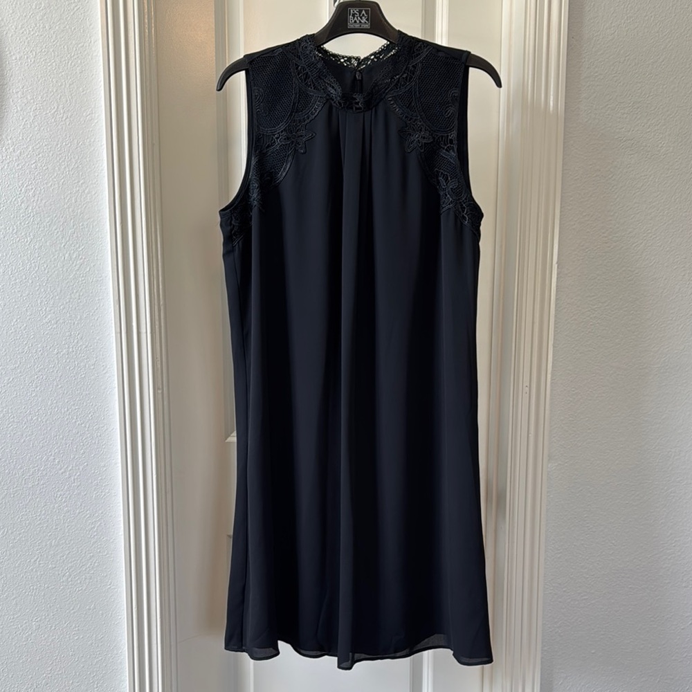 Ivanka Trump Trapeze Dress Lace Chiffon, Dark Navy